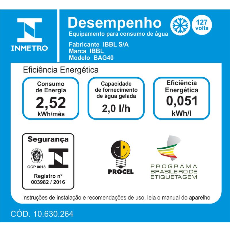 Bebedouro de Pressão BAG40 IBBL energia